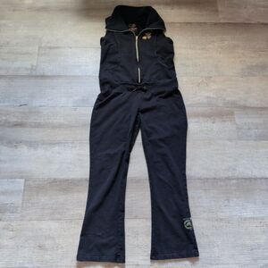 Echo Red Sleeveless Jumpsuit Drawstring Waist & Pockets Size Large L Black